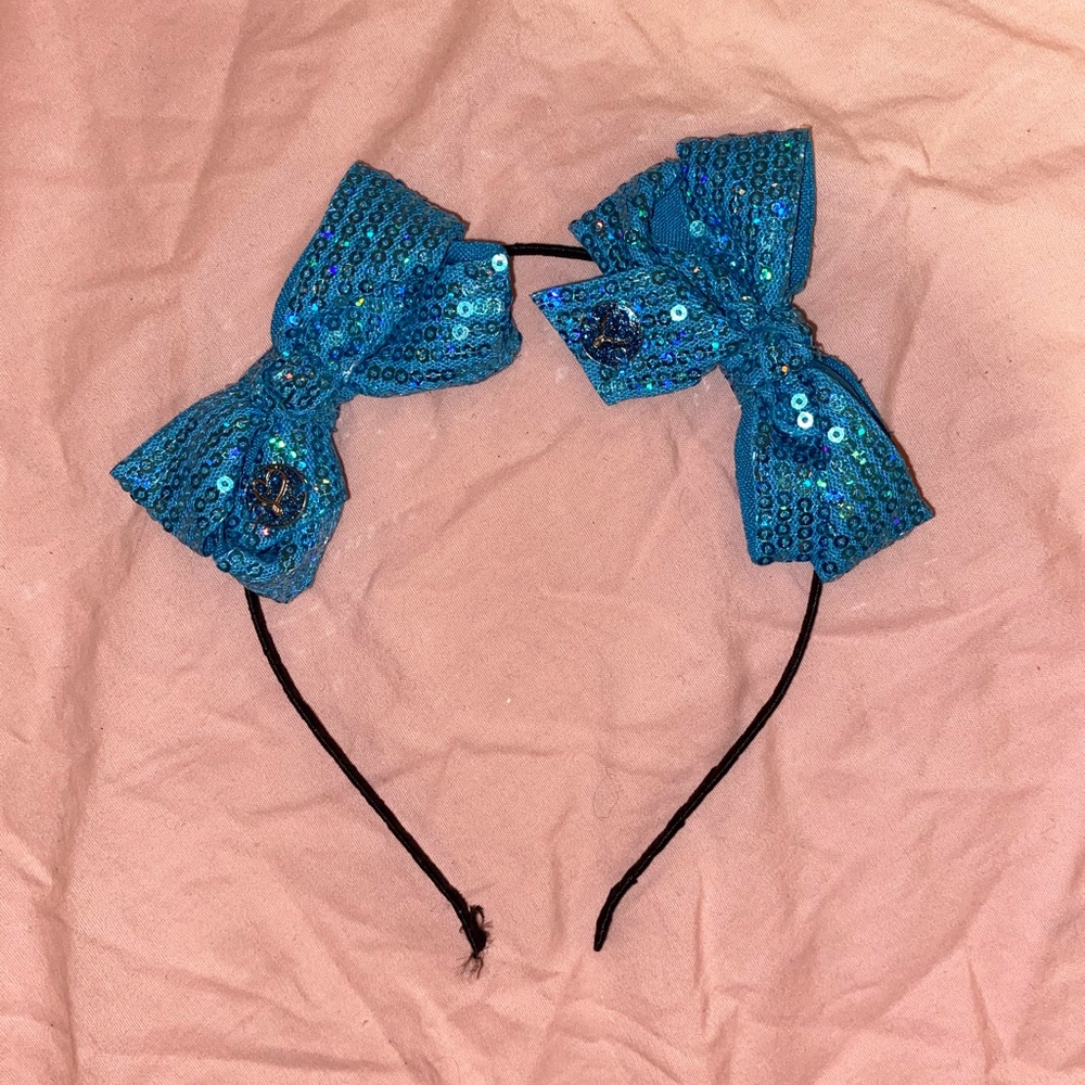 Light Blue Sequin JoJo Bow Headband
